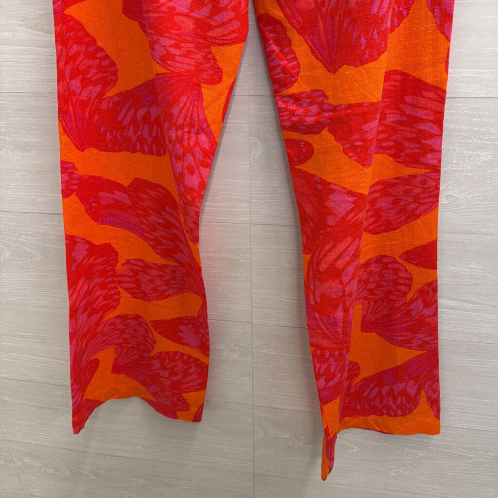 Scoop Red/ Orange Print Wide Leg Pants Extra Small