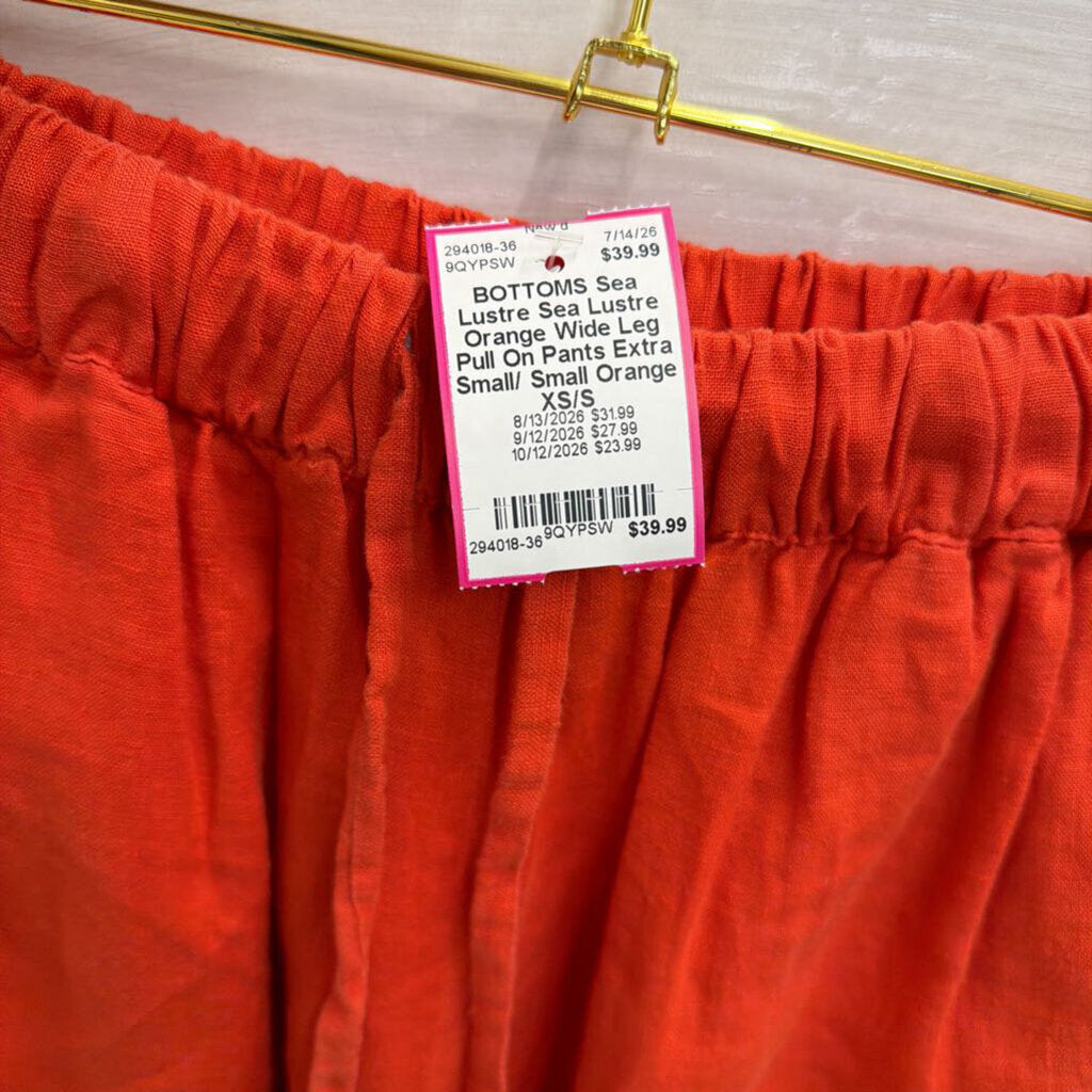 Sea Lustre Orange Wide Leg Pull On Pants Extra Small/ Small