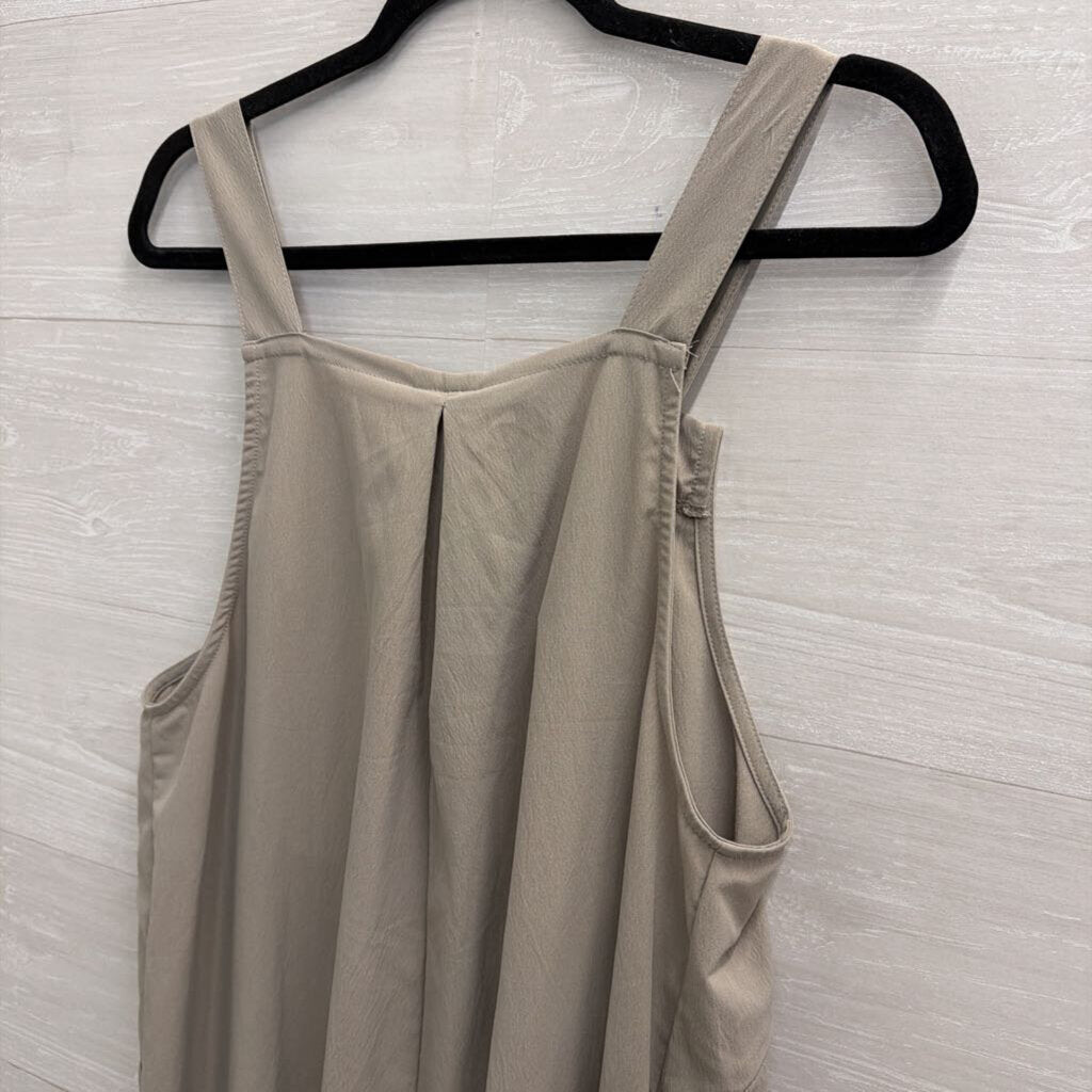 Beige Wide Leg Overall Jumpsuit Large