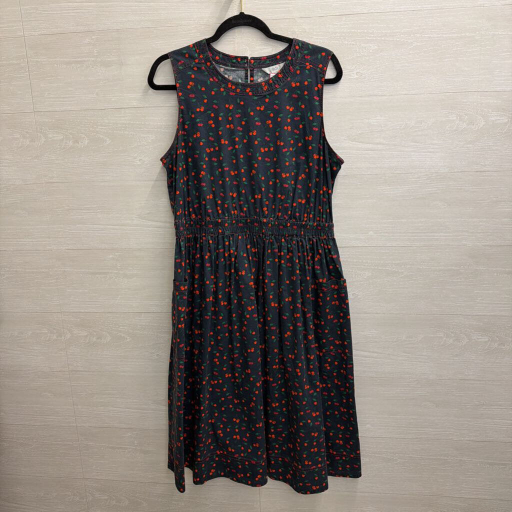 1901 Navy/ Red Cherry Print Sleeveless Dress Large Petite