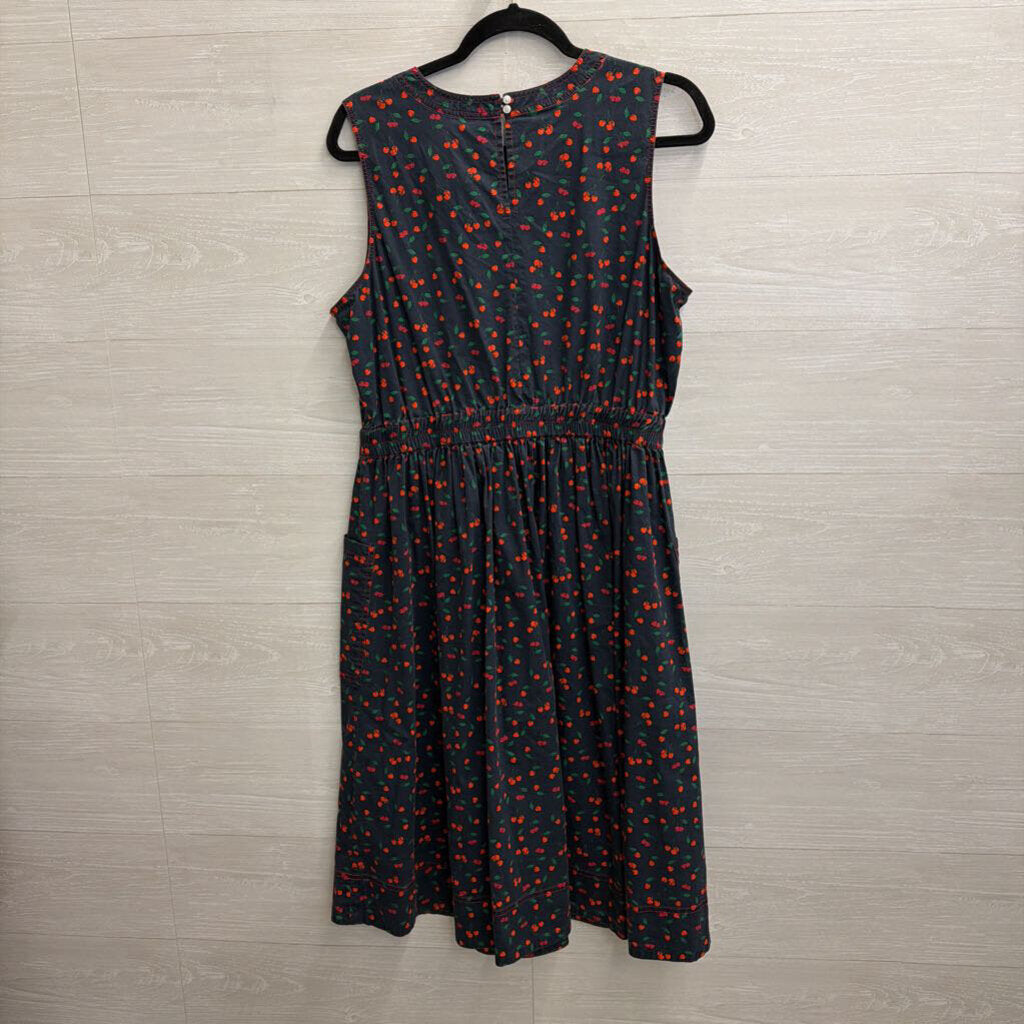 1901 Navy/ Red Cherry Print Sleeveless Dress Large Petite