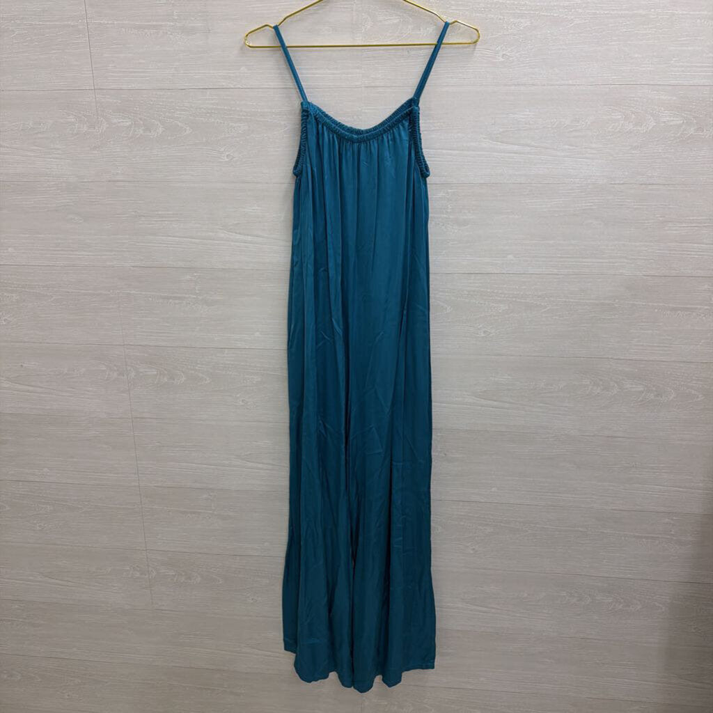 Blue Silky Wide Leg Jumpsuit Medium