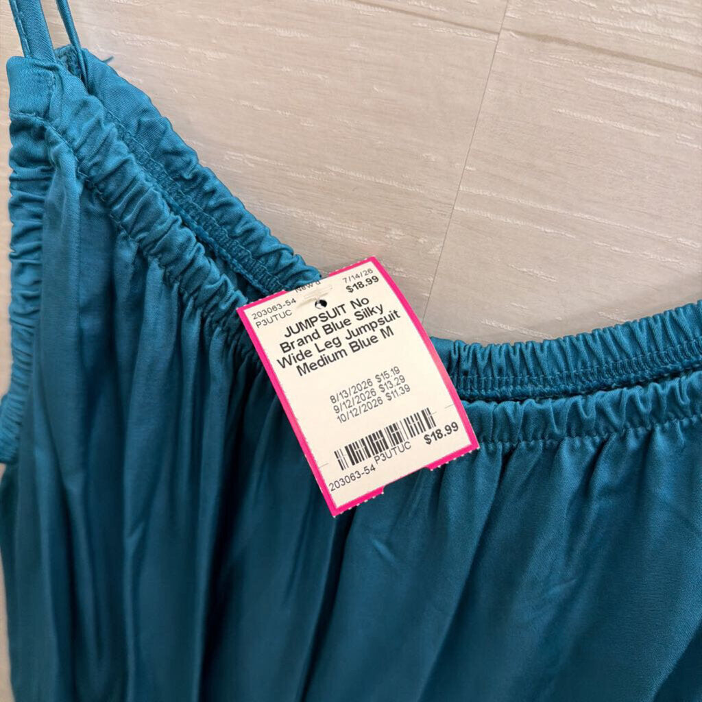 Blue Silky Wide Leg Jumpsuit Medium