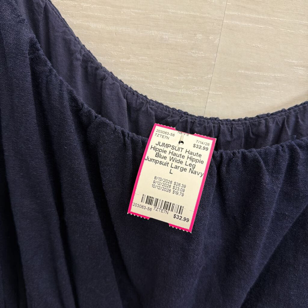 Haute Hippie Blue Wide Leg Jumpsuit Large