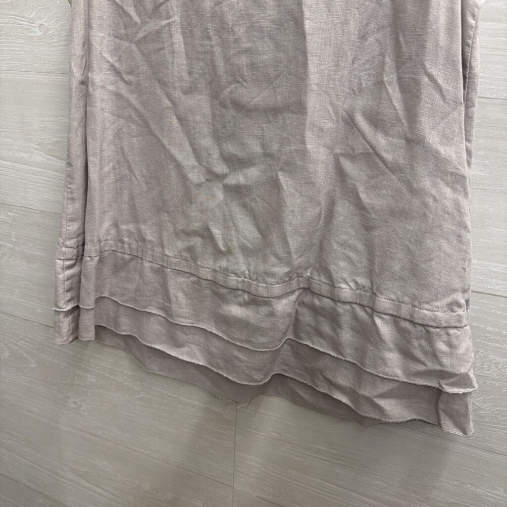 Carole Little Grey 100% Linen Ruffle Detail Sleeveless Top Medium