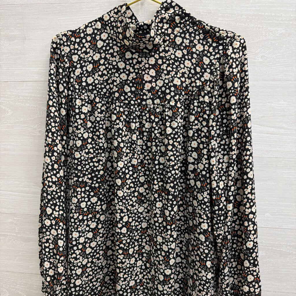 Who What Wear Black/ White Print Long Sleeve Dress Large