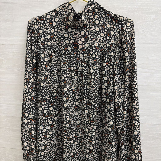 Who What Wear Black/ White Print Long Sleeve Dress Large