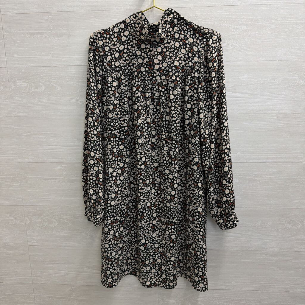 Who What Wear Black/ White Print Long Sleeve Dress Large
