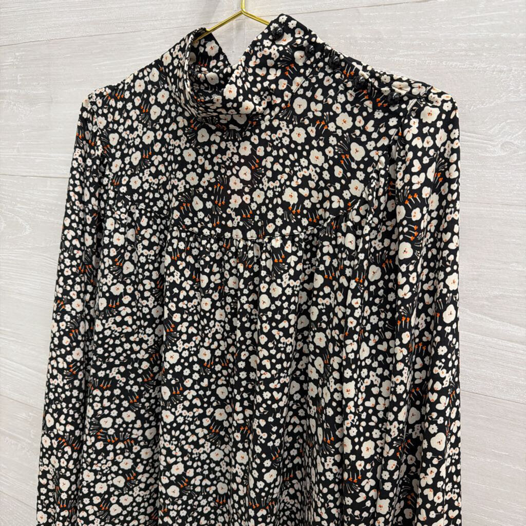 Who What Wear Black/ White Print Long Sleeve Dress Large