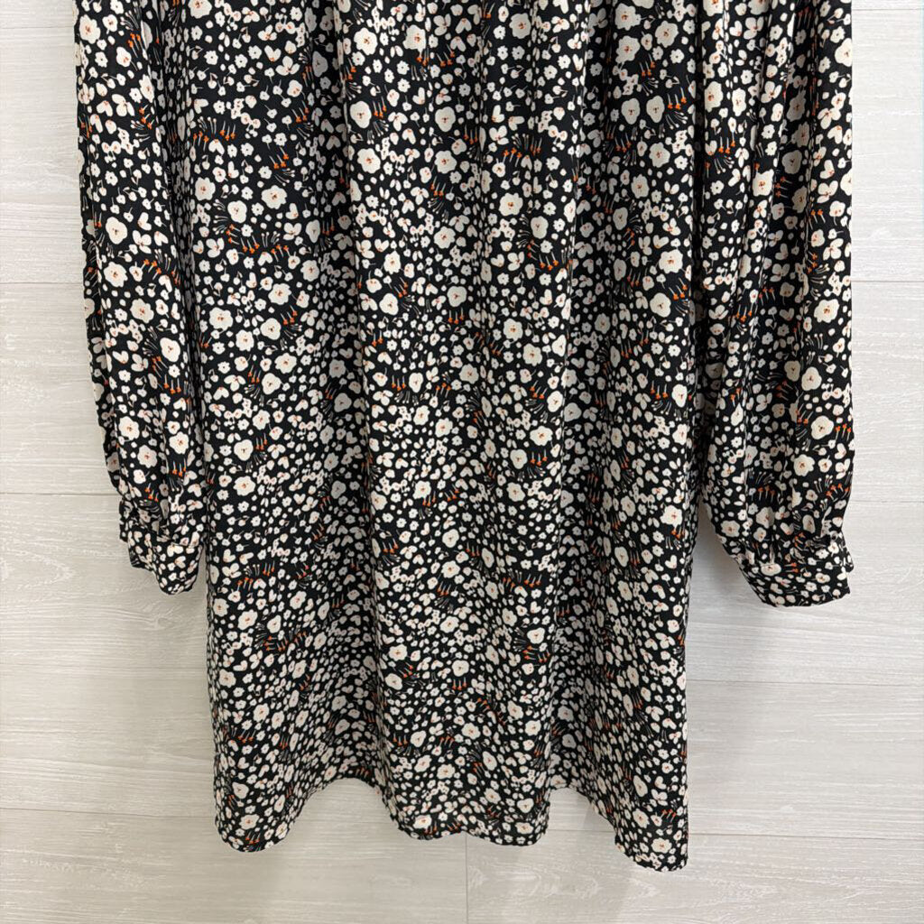Who What Wear Black/ White Print Long Sleeve Dress Large