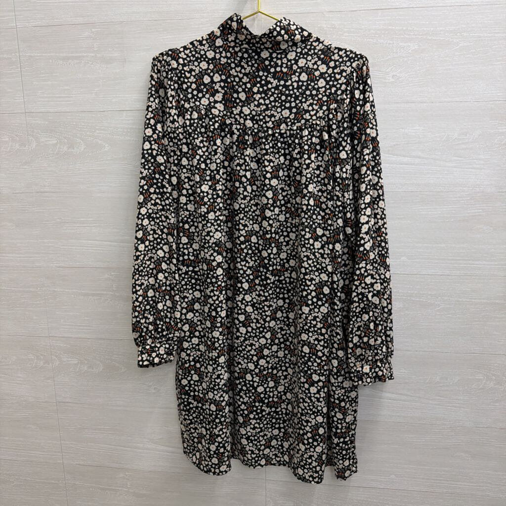 Who What Wear Black/ White Print Long Sleeve Dress Large