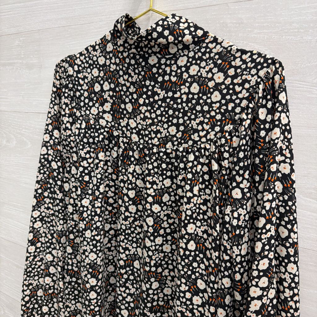 Who What Wear Black/ White Print Long Sleeve Dress Large