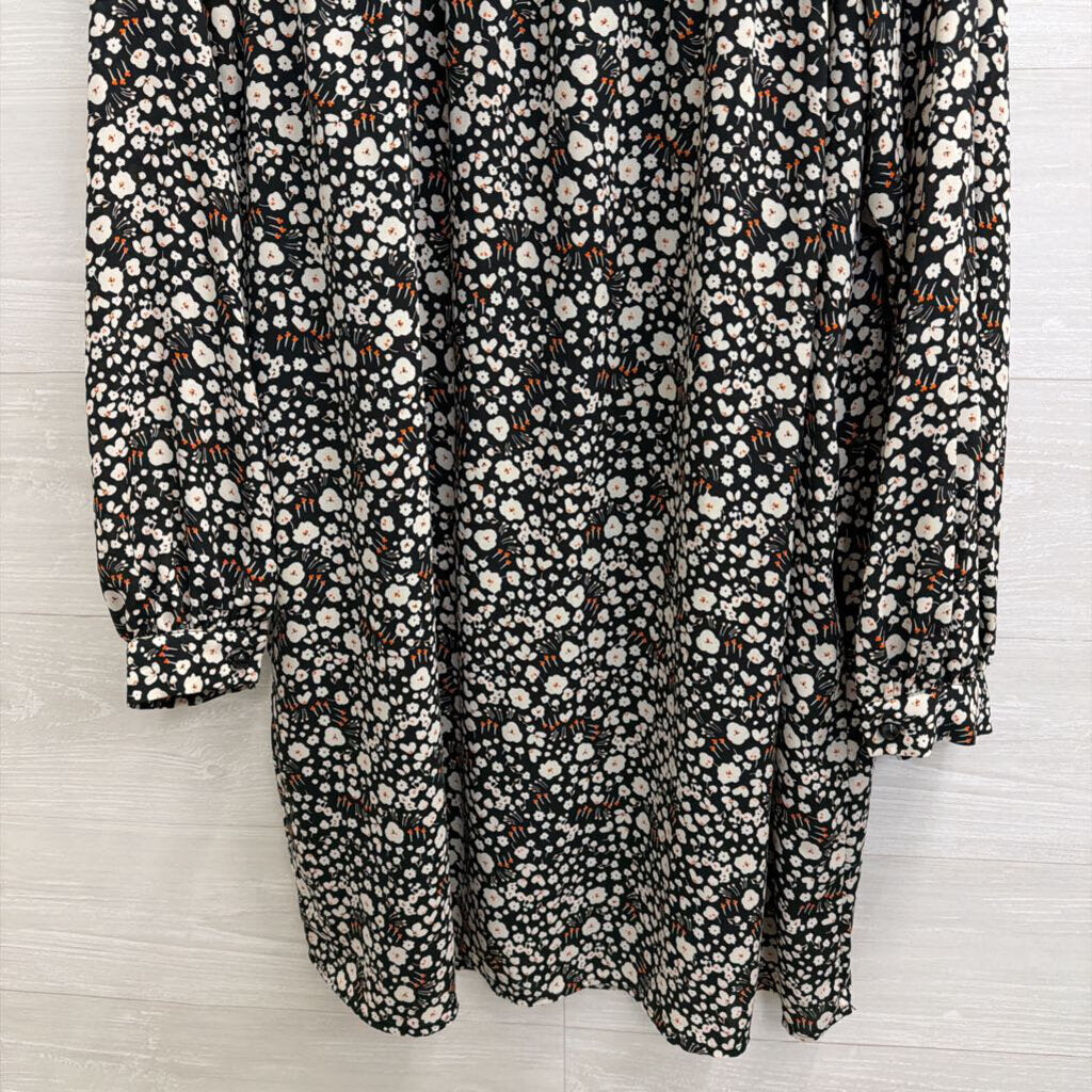 Who What Wear Black/ White Print Long Sleeve Dress Large