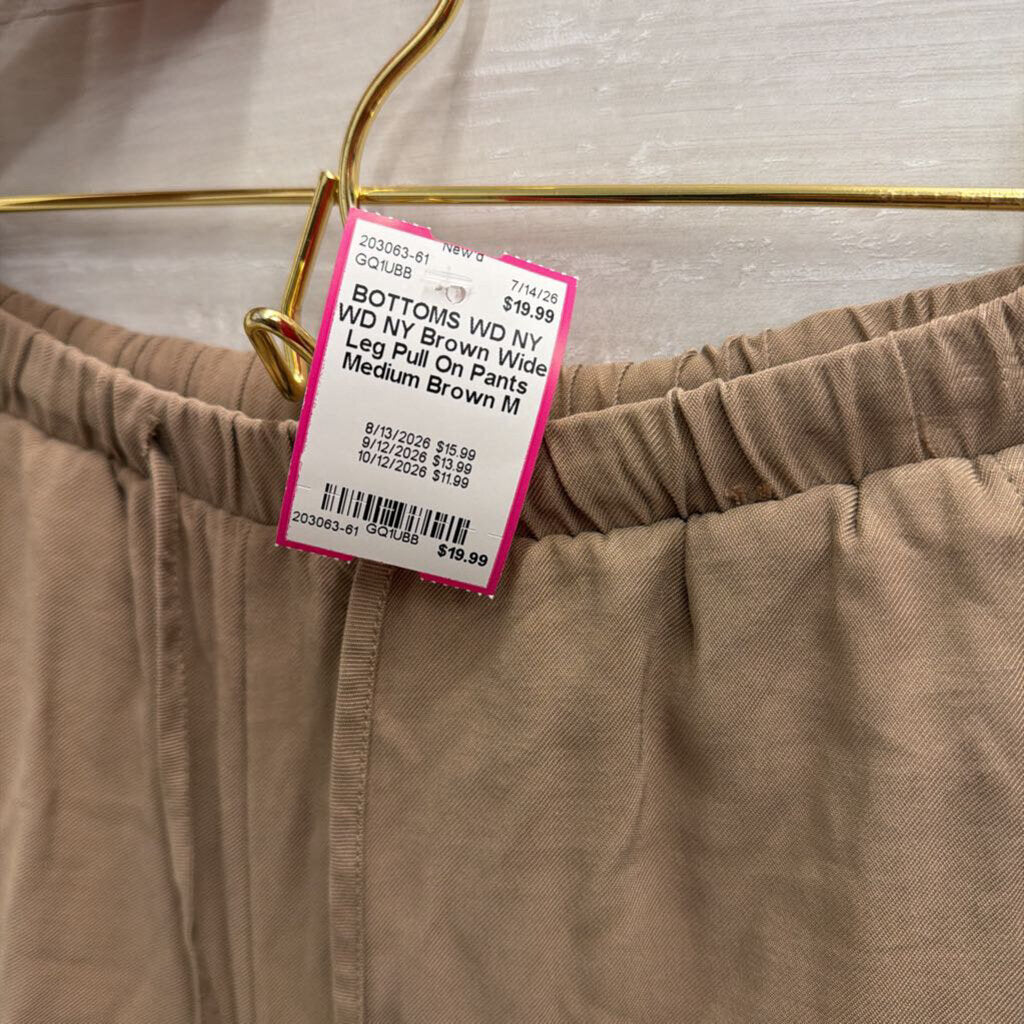 WD NY Brown Wide Leg Pull On Pants Medium