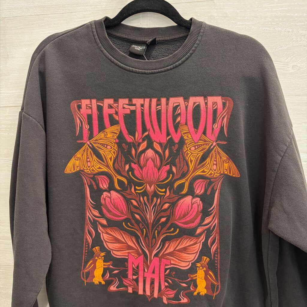 Fleetwood Mac Grey/ Multi Print Crewneck Sweatshirt Small