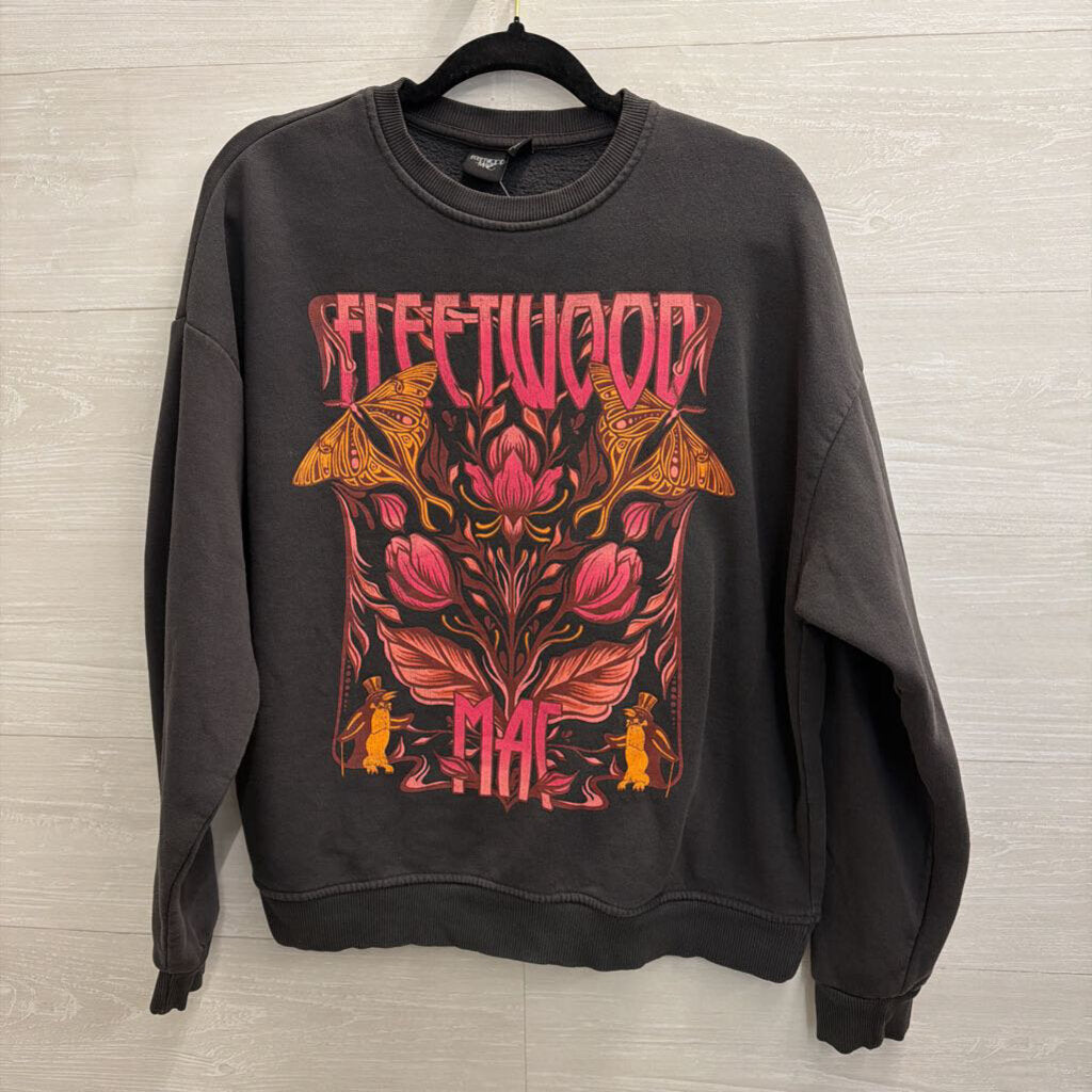 Fleetwood Mac Grey/ Multi Print Crewneck Sweatshirt Small