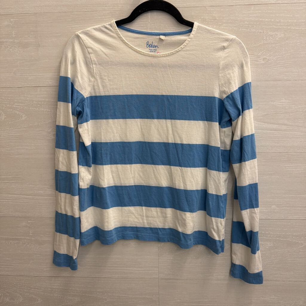 Boden White/ Blue Striped Long Sleeve Top 2