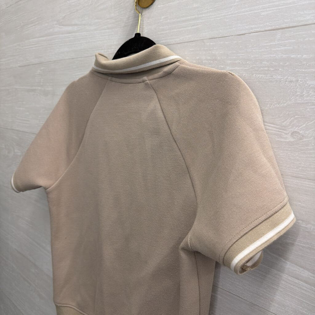 Spanx Beige/ White Cropped Short Sleeve Top Extra Small