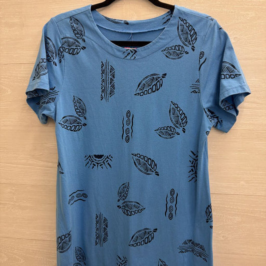 Blue Print Short Sleeve Dress Large