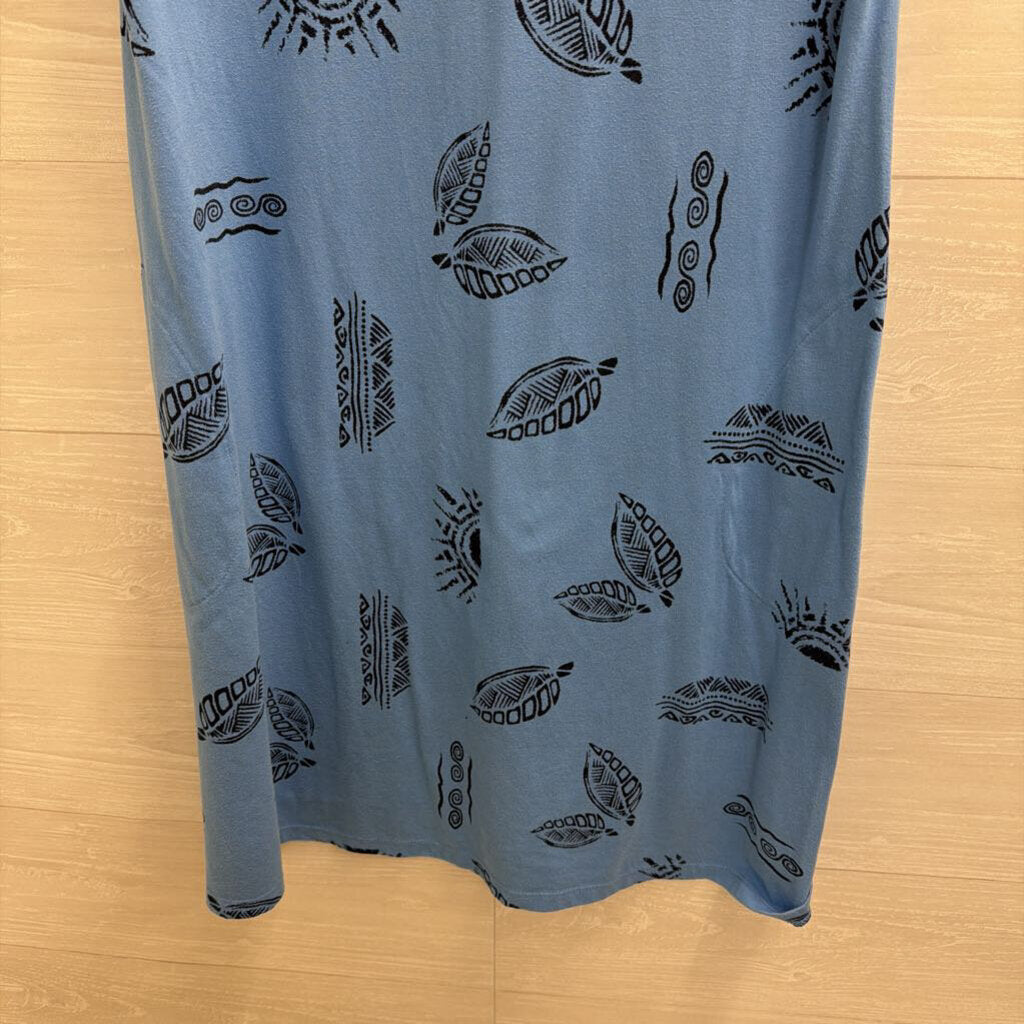 Blue Print Short Sleeve Dress Large