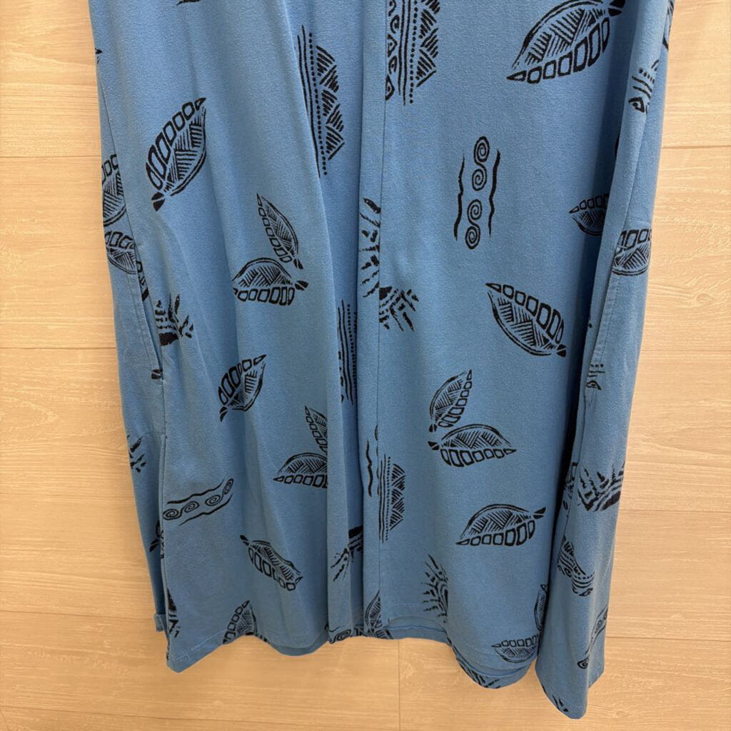 Blue Print Short Sleeve Dress Large