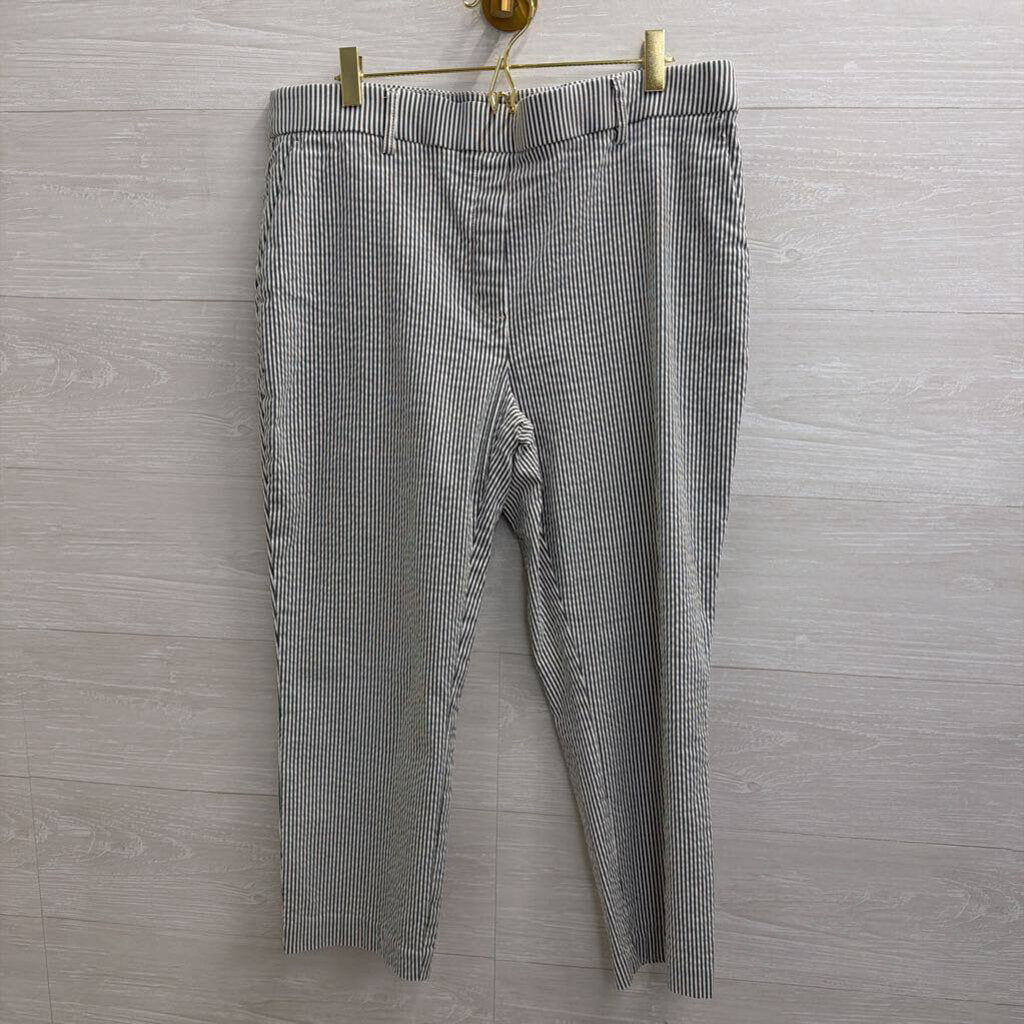 Jules and Leopold Grey/ White Striped Pull On Pants Large