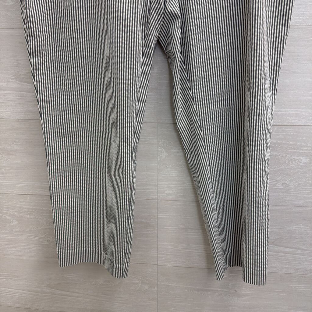Jules and Leopold Grey/ White Striped Pull On Pants Large