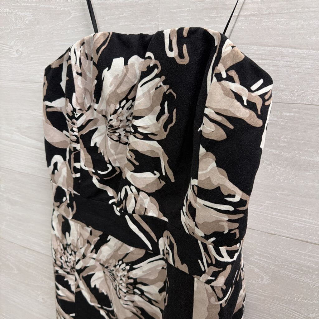 Banana Republic Black/ Beige Floral Strapless Dress 8