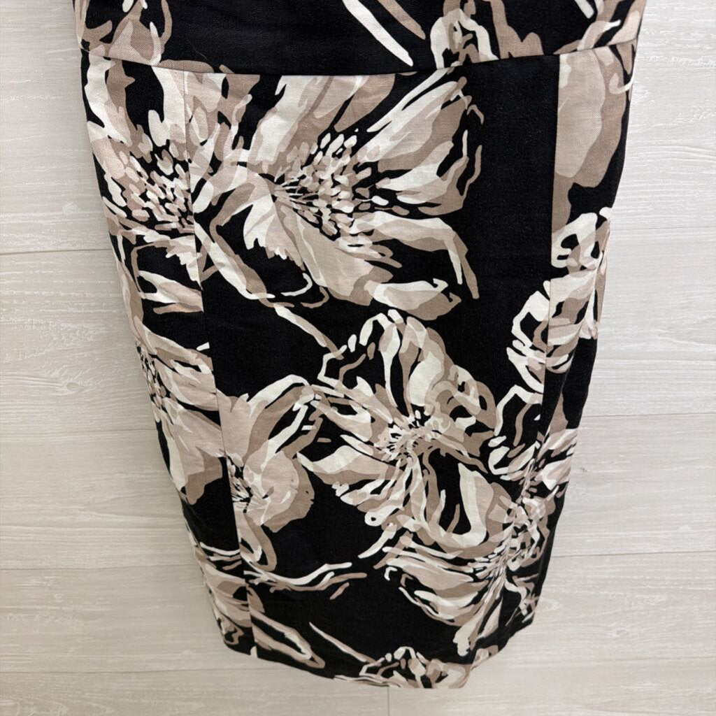 Banana Republic Black/ Beige Floral Strapless Dress 8