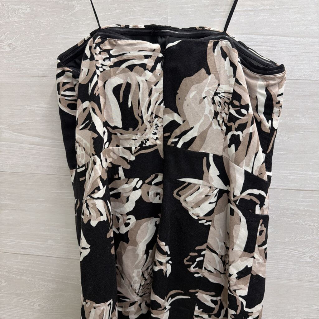 Banana Republic Black/ Beige Floral Strapless Dress 8