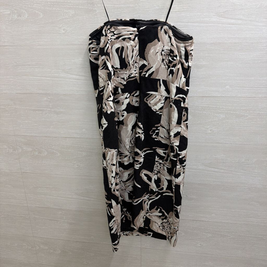 Banana Republic Black/ Beige Floral Strapless Dress 8