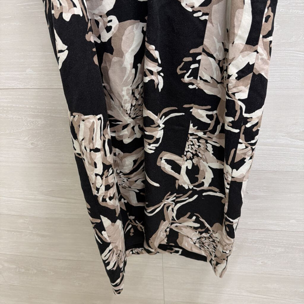 Banana Republic Black/ Beige Floral Strapless Dress 8