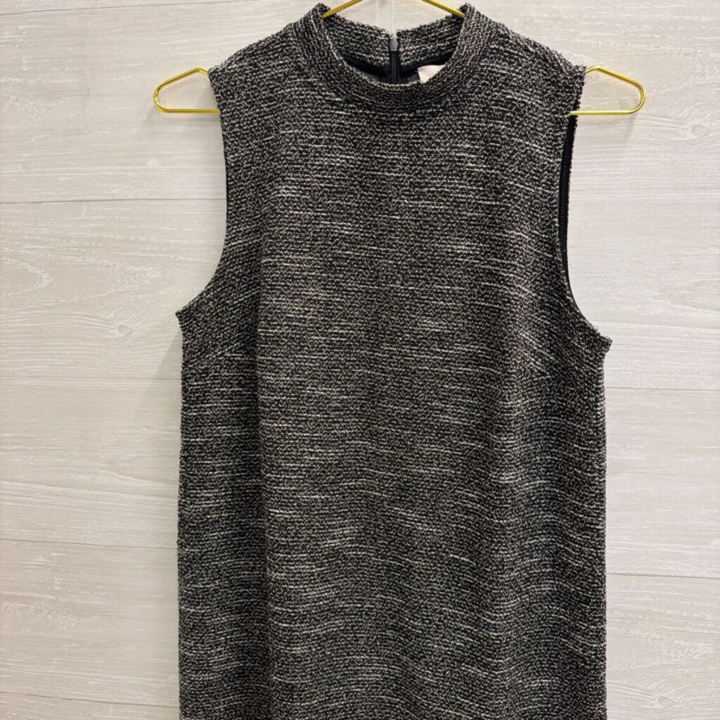 Loft Black/ White Textured Mock Neck Sleeveless Dress 6