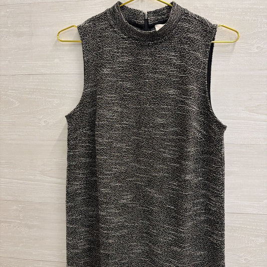 Loft Black/ White Textured Mock Neck Sleeveless Dress 6