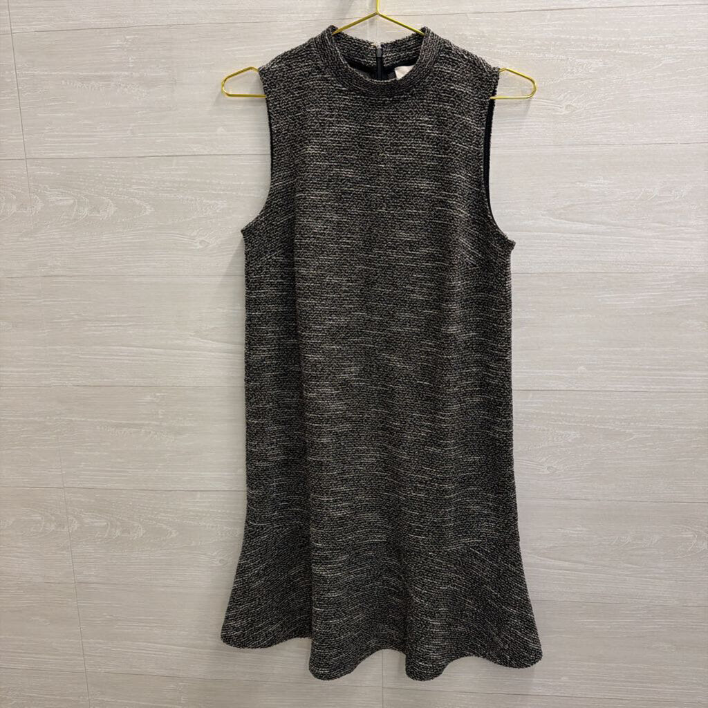 Loft Black/ White Textured Mock Neck Sleeveless Dress 6
