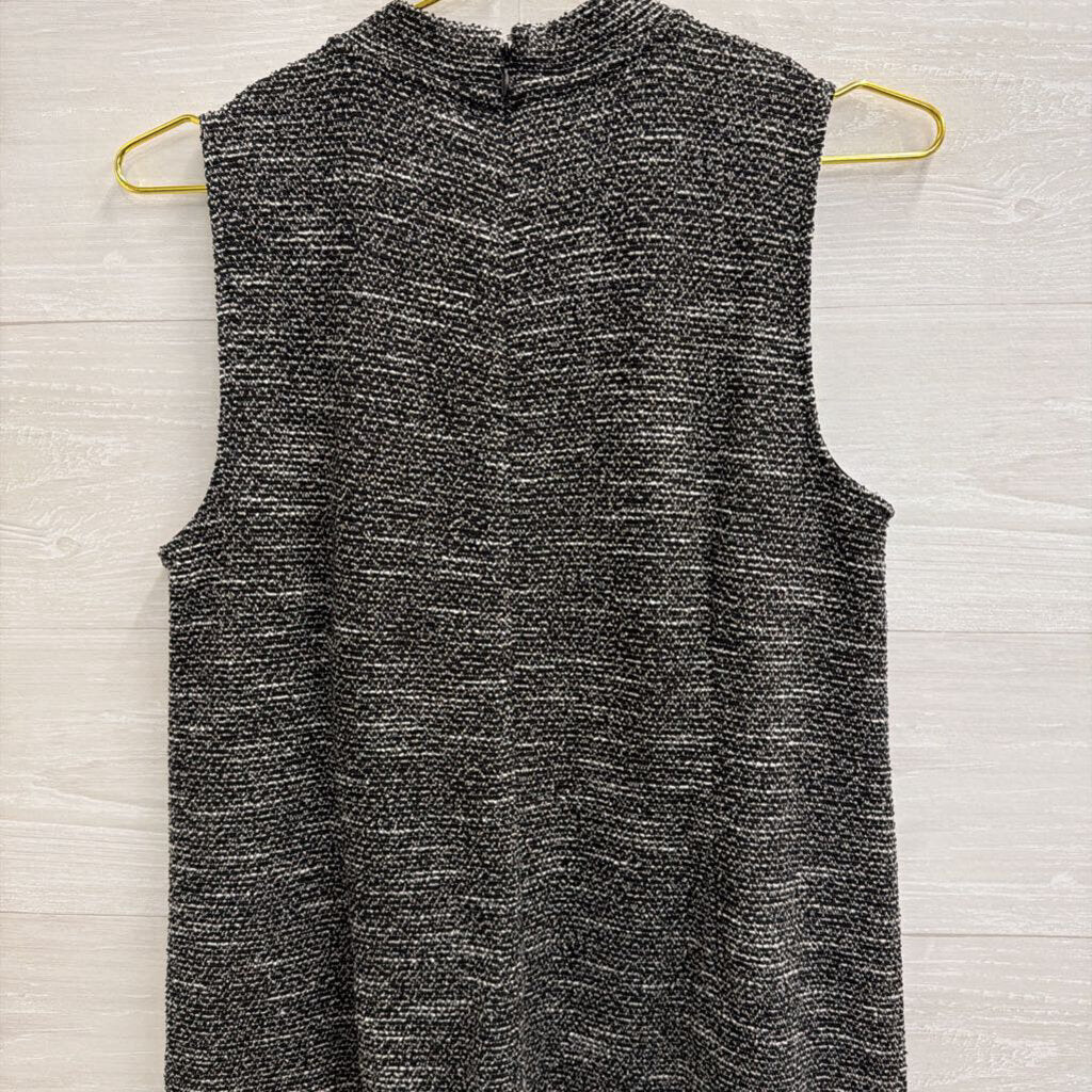 Loft Black/ White Textured Mock Neck Sleeveless Dress 6