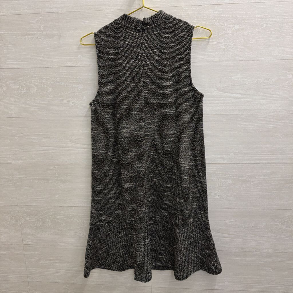 Loft Black/ White Textured Mock Neck Sleeveless Dress 6