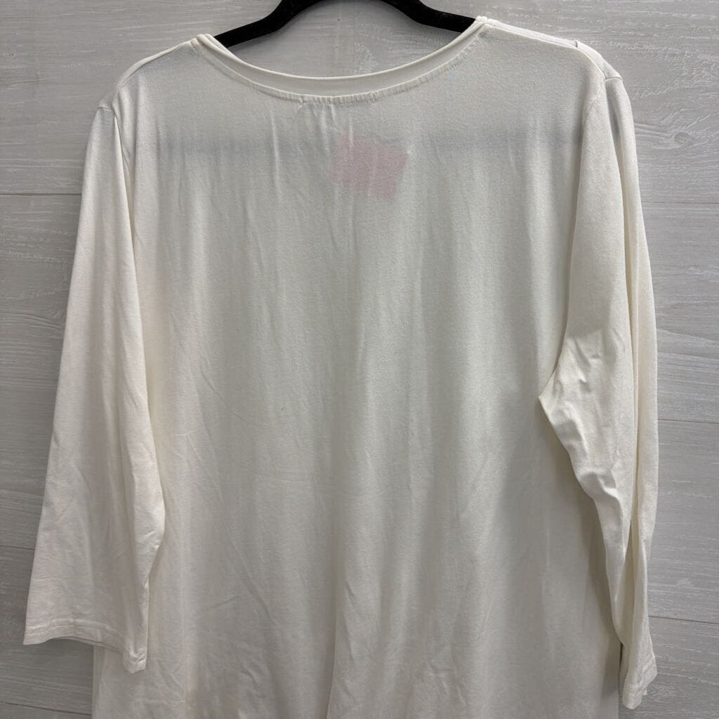 Snapdragon and Twig White Tiered Long Sleeve Top Medium