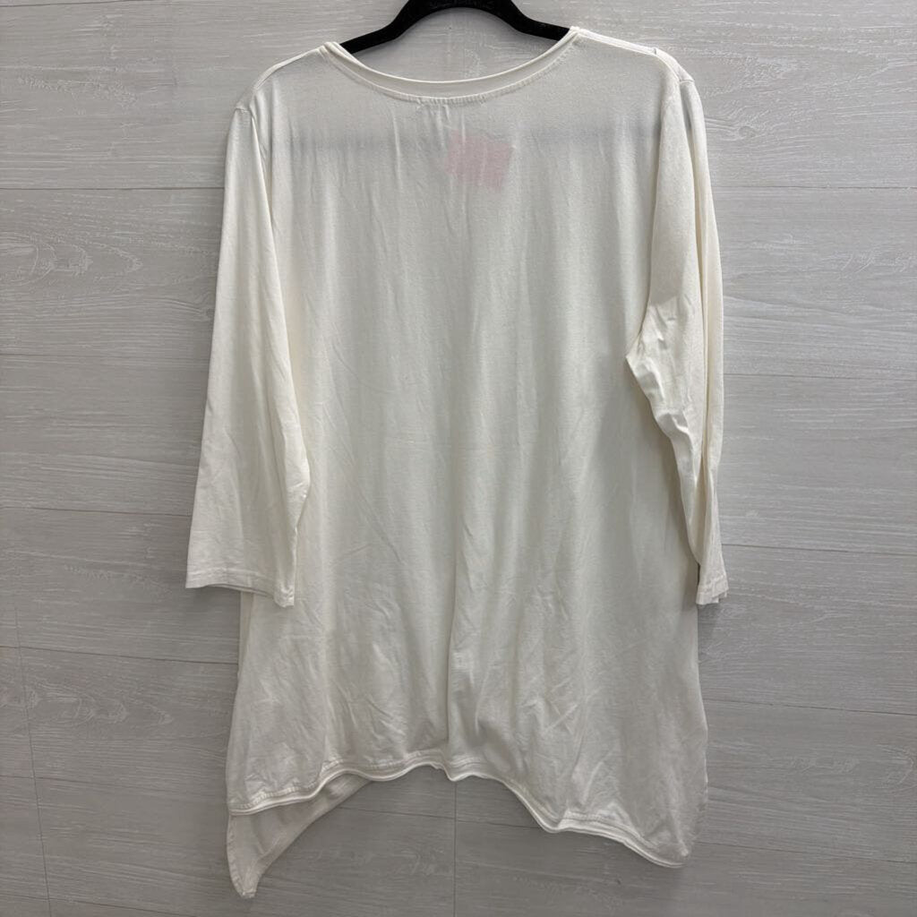 Snapdragon and Twig White Tiered Long Sleeve Top Medium