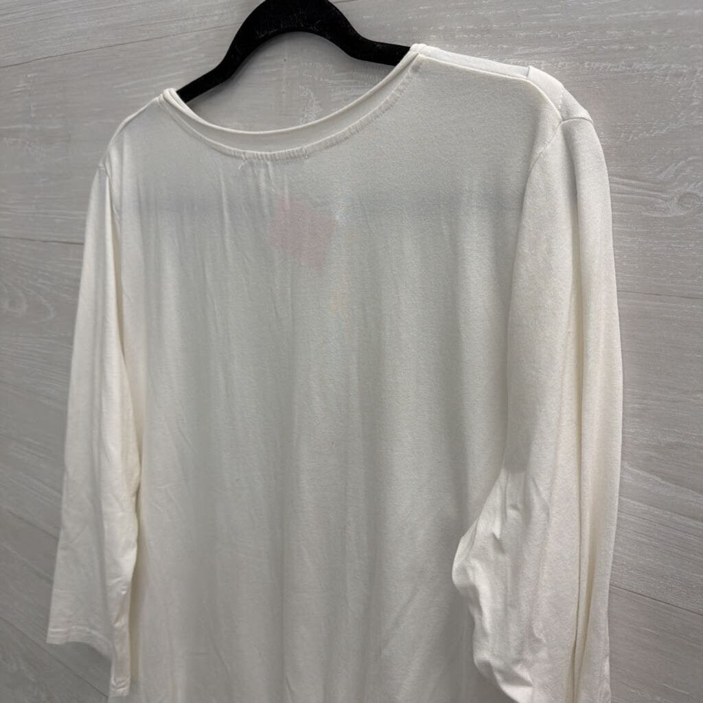 Snapdragon and Twig White Tiered Long Sleeve Top Medium