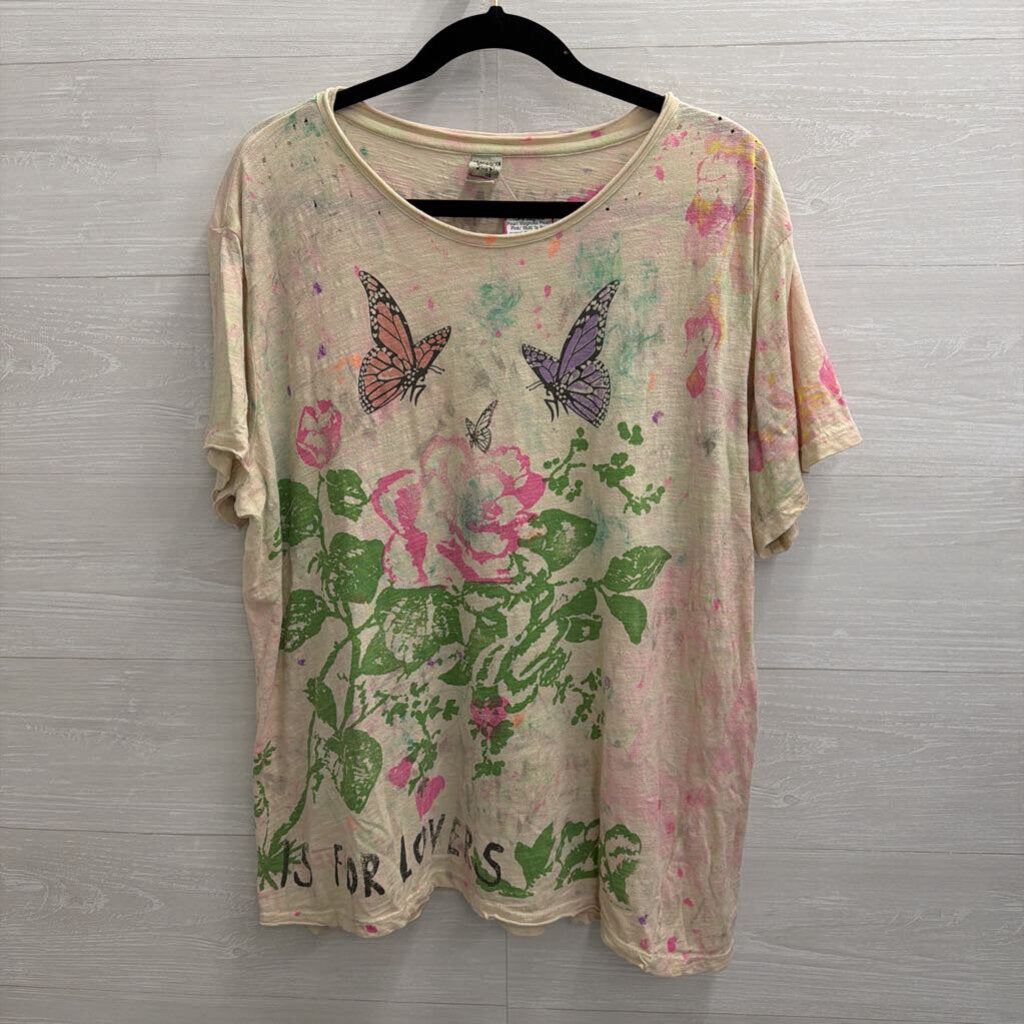 Magnolia Pearl Pink/ Multi 'Is For Lovers' Short Sleeve Tee One Size