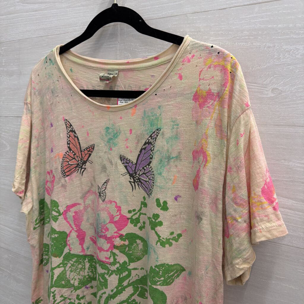 Magnolia Pearl Pink/ Multi 'Is For Lovers' Short Sleeve Tee One Size
