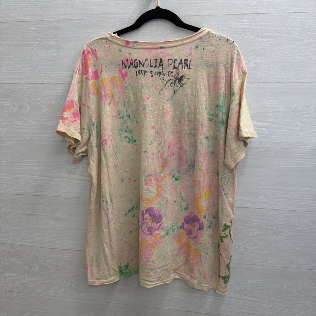 Magnolia Pearl Pink/ Multi 'Is For Lovers' Short Sleeve Tee One Size