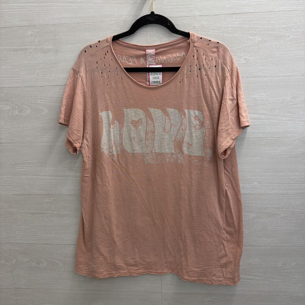 Magnolia Pearl Pink Groovy Love Short Sleeve Tee One Size