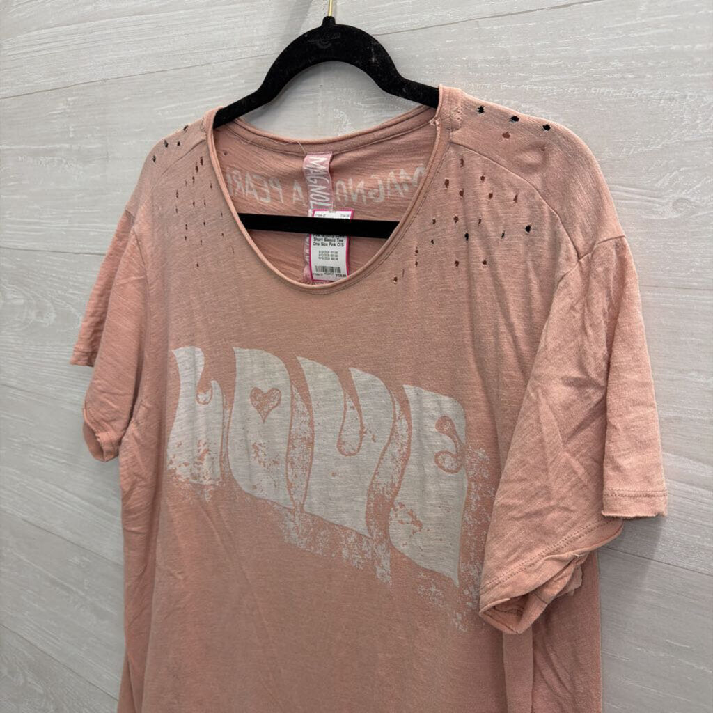 Magnolia Pearl Pink Groovy Love Short Sleeve Tee One Size