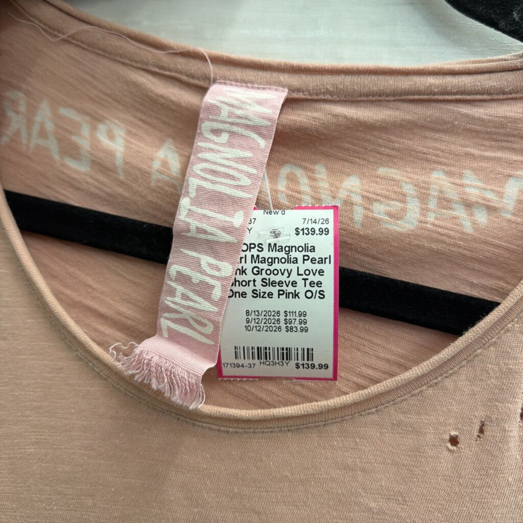 Magnolia Pearl Pink Groovy Love Short Sleeve Tee One Size