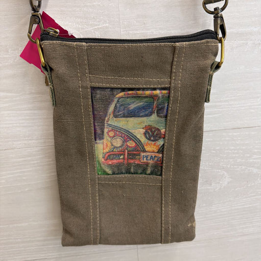 Vintage Addiction Grey/ Multi VW Bus Graphic Crossbody Purse