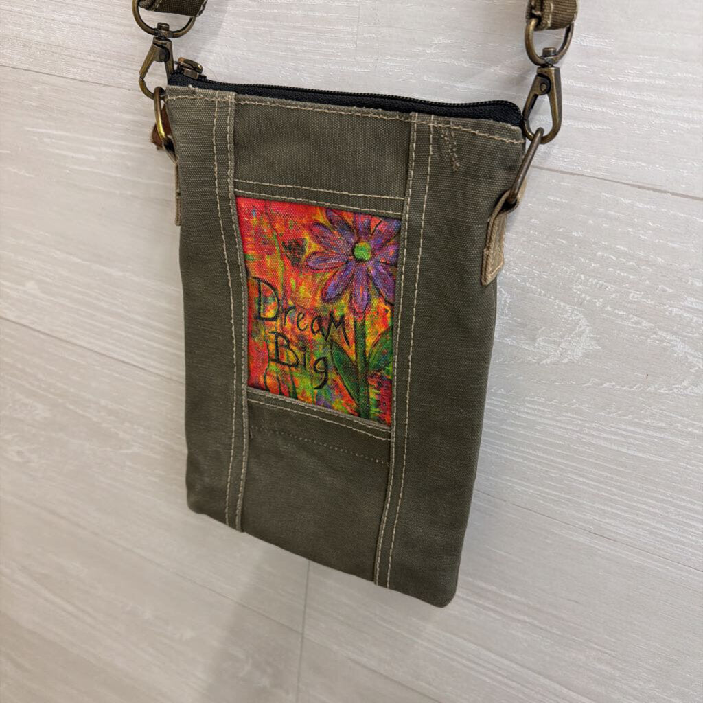 Vintage Addiction Grey/ Multi Dream Big Graphic Crossbody Purse