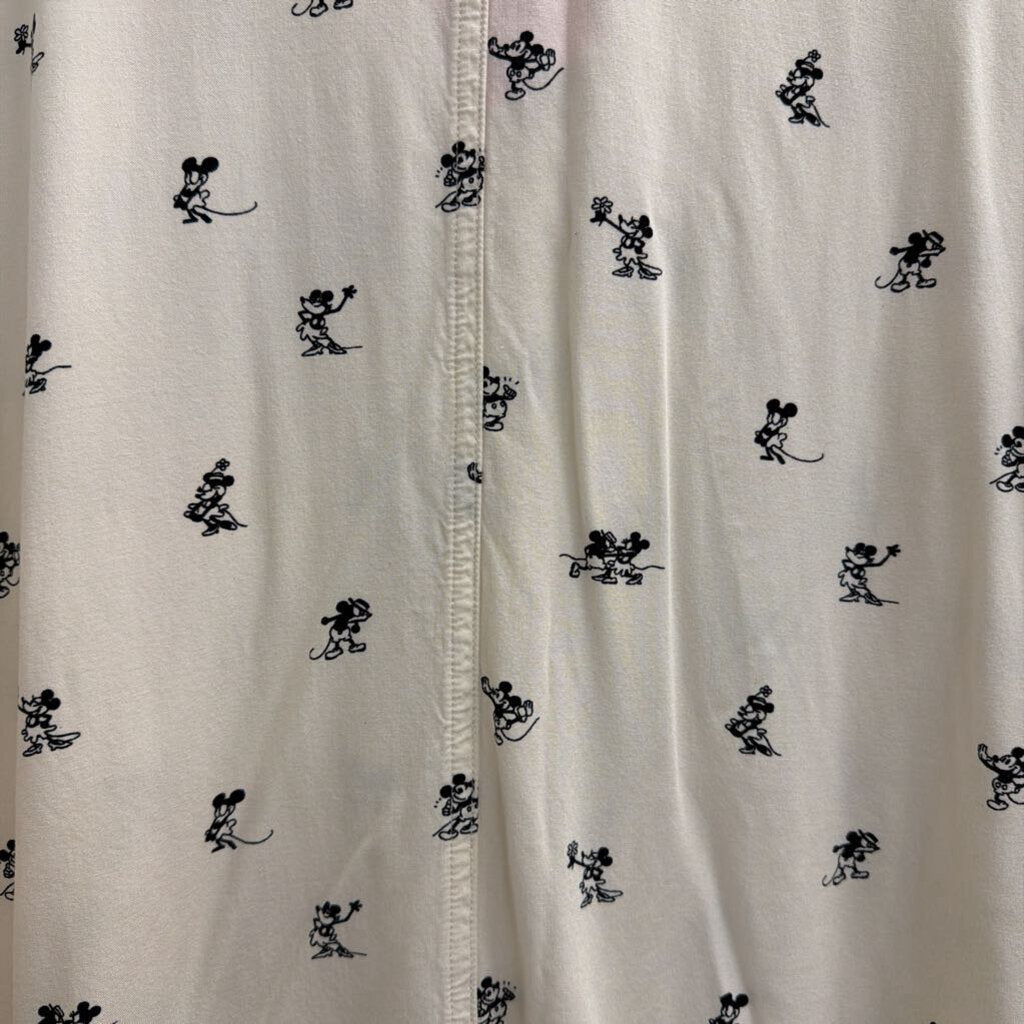 Disney White/ Black Mickey/ Minnie Print Long Sleeve Button Down Top Extra Large