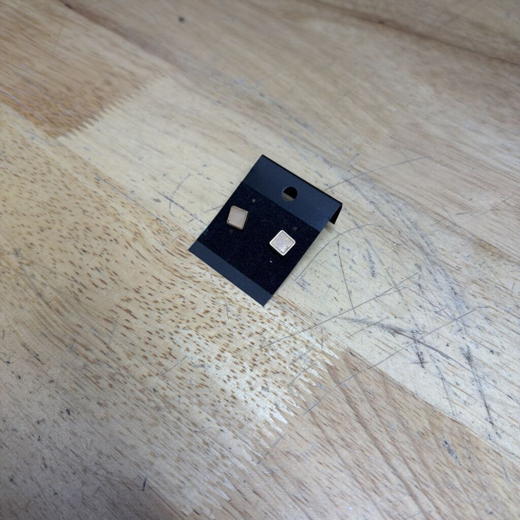 Gold/ Pink Square Stud Earrings